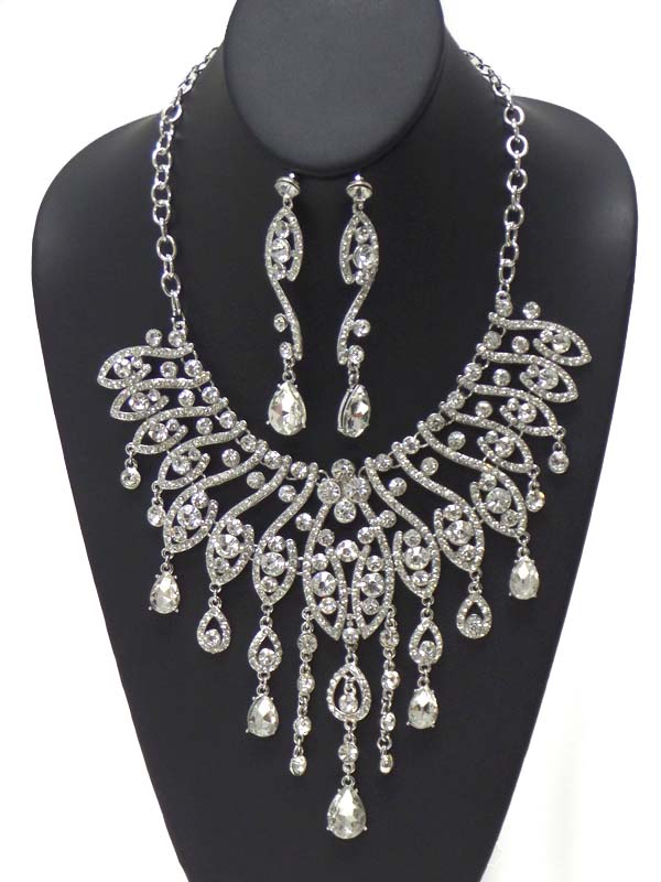 Luxury austrian crystal boutique statement necklace earring set
