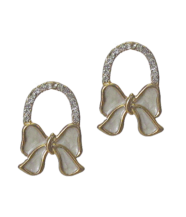 Crystal and epoxy ribbon stud earring