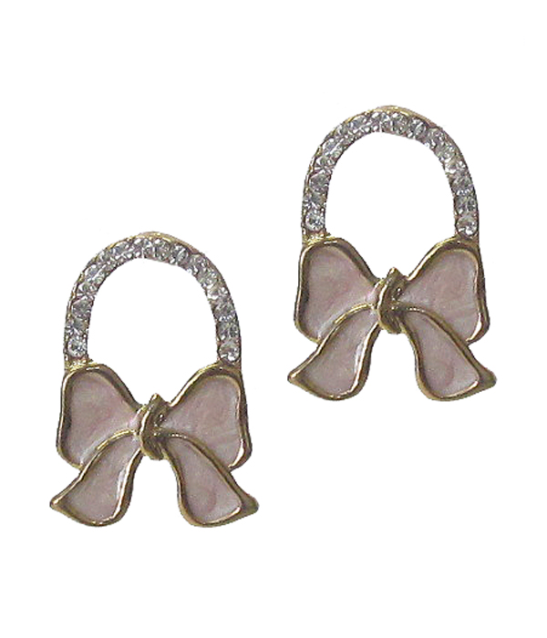 Crystal and epoxy ribbon stud earring