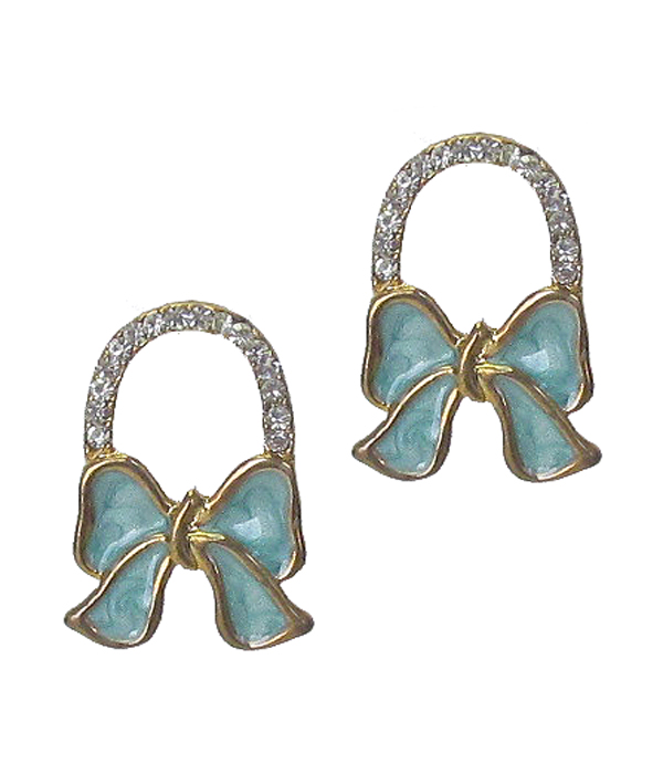 Crystal and epoxy ribbon stud earring