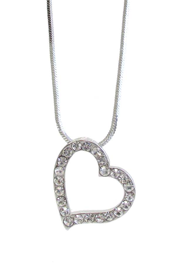 WHITEGOLD PLATING HEART PENDANT NECKLACE