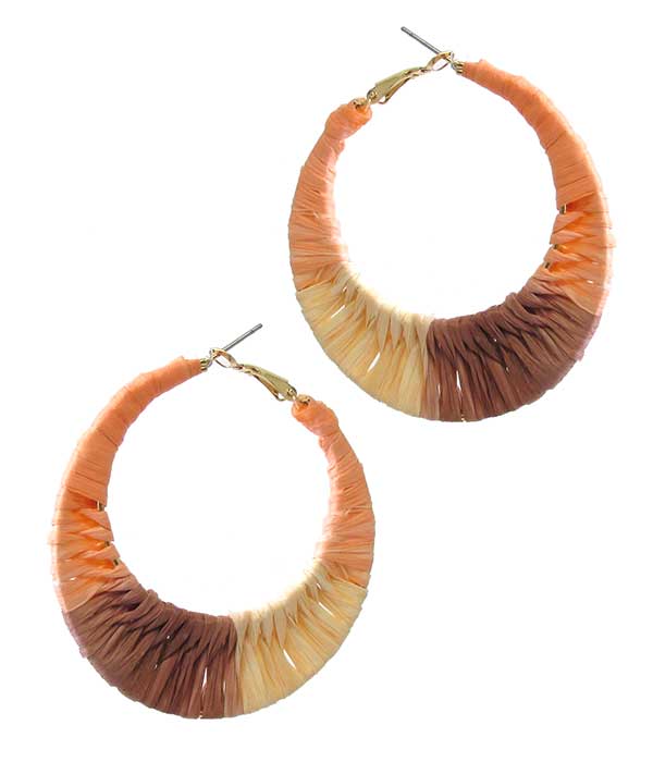 Raffia wrap hoop earring