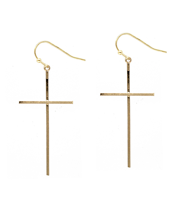 Skinny metal cross earring