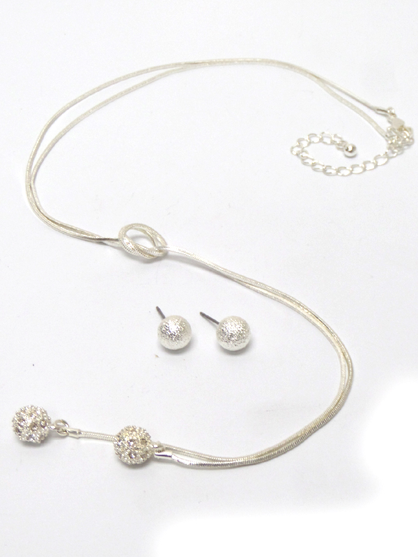 Crystal fireball edge thin chain knot necklace set 