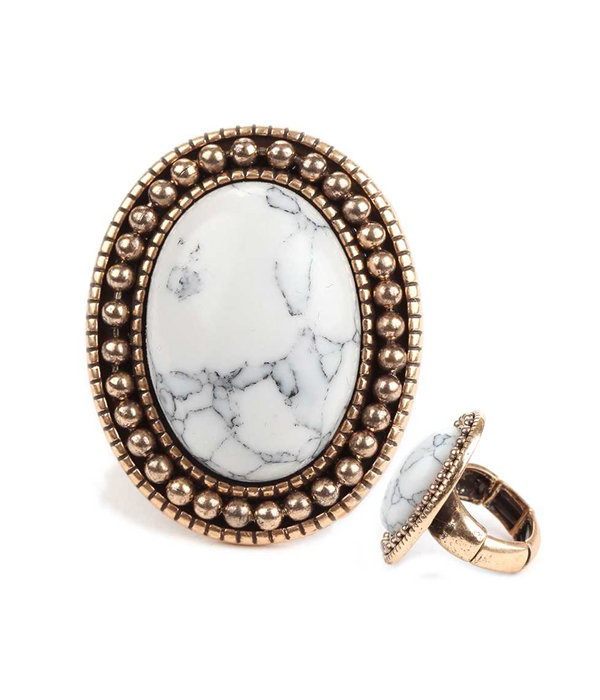 Oval stone stretch ring