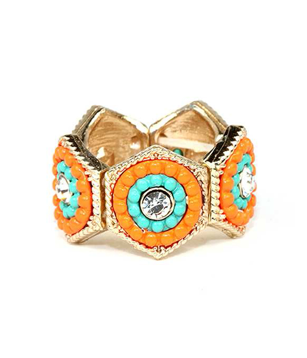 Crystal center two tone stretch ring