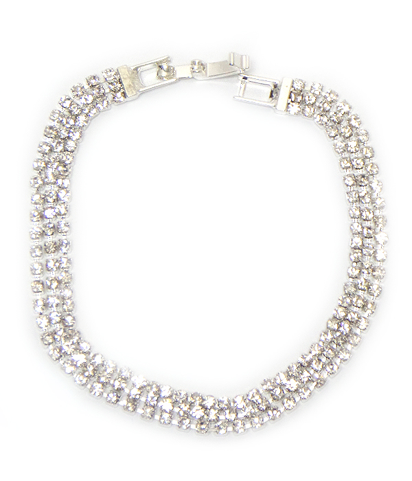 3 row rhinestone link bracelet