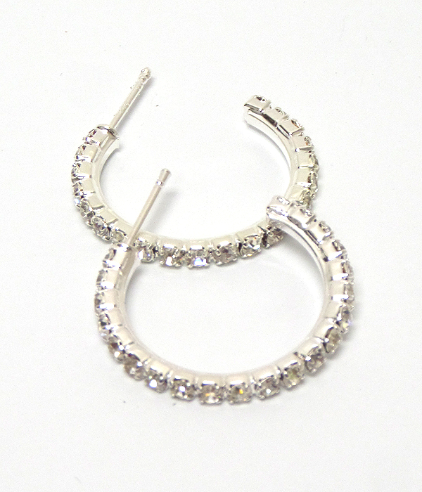Rhinestone c hoop earring
