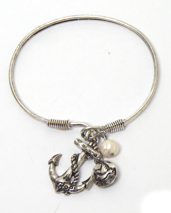 Hope anchor charm bangle bracelet 