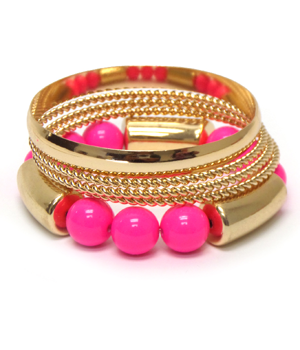 Neon ball set of 5 bangle bracelets 