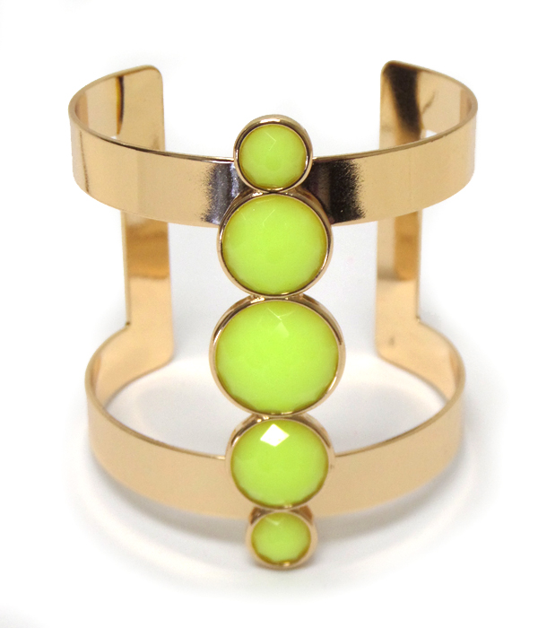 5 neon stones metal cuff bracelet