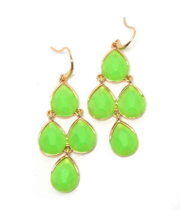 Neon clolor teardrop fish hook earrings