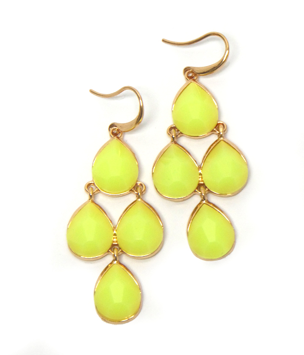 Neon clolor teardrop fish hook earrings
