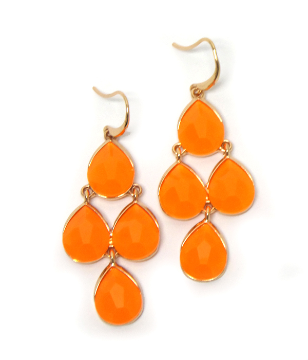 Neon clolor teardrop fish hook earrings