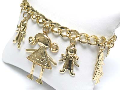 Metal filigree kids charm stretch bracelet