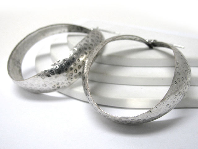 Twisted hammered metal hoop earring - hoops