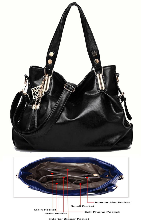 Luxury style pu leather full size shoulder crossbody bag