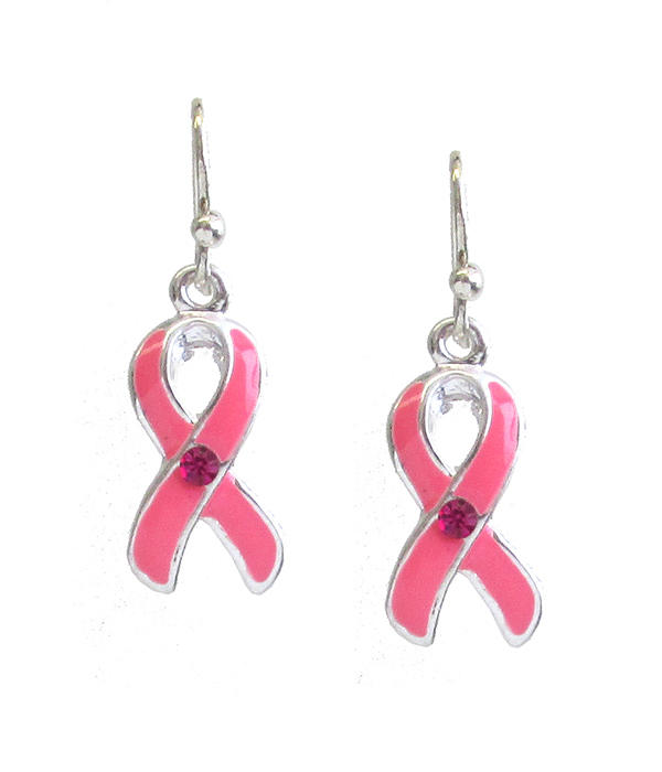 BREAST CANCER THEME PINK RIBBON EARRING