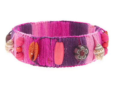 FABRIC COVER AND NATURAL MATERIAL ACCET BANGLE BRACELET