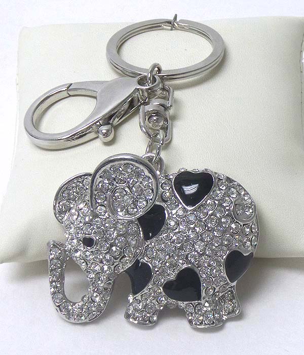 Crystal and epoxy heart elephant key chain