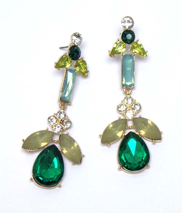 Crystal and acrylic teardrop earring