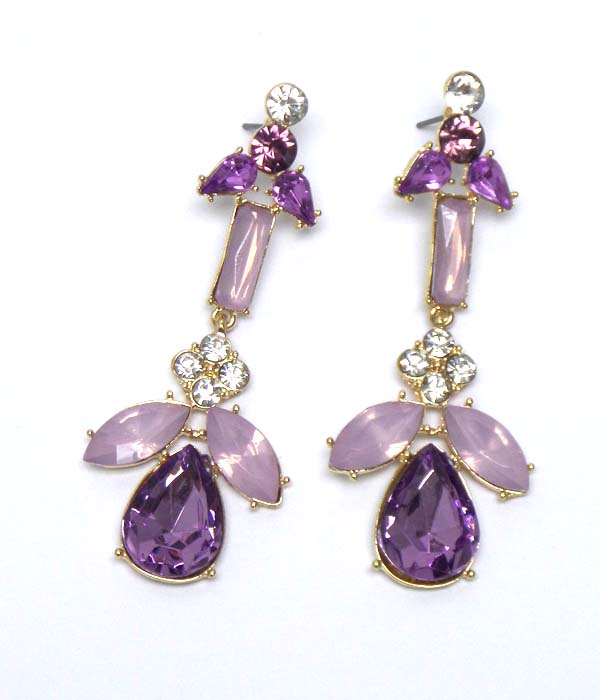 Crystal and acrylic teardrop earring