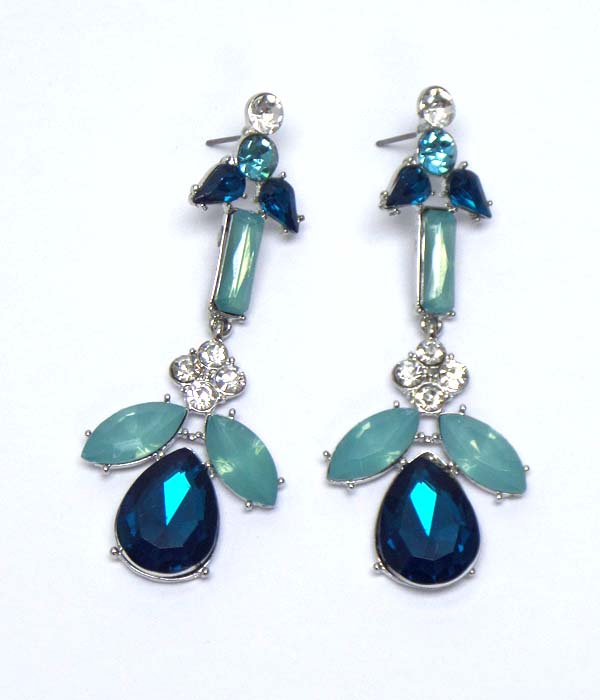 Crystal and acrylic teardrop earring