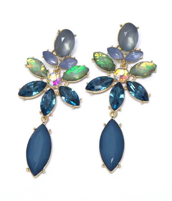 Crystal and acrylic mix flower drop earring