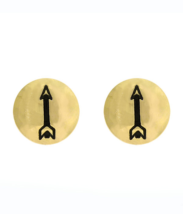 Arrow hand stamped metal stud earring