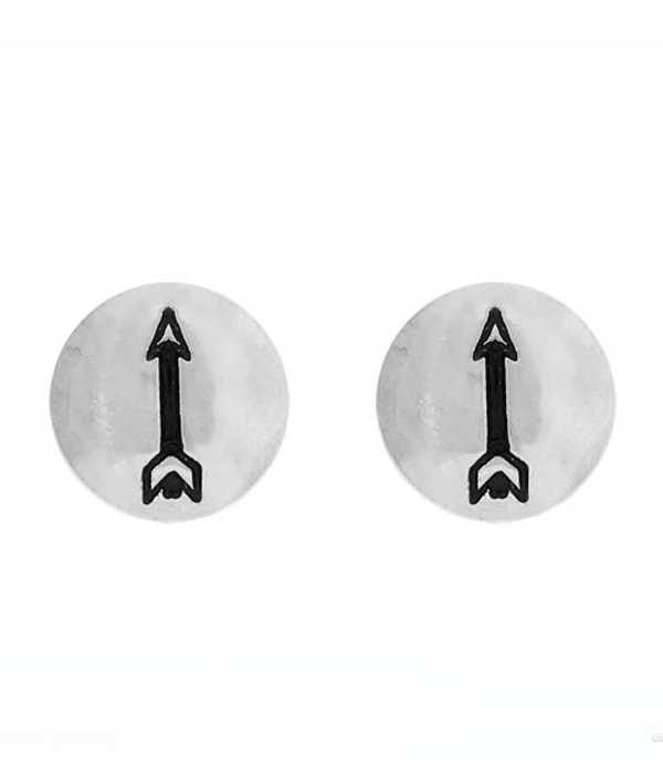 Arrow hand stamped metal stud earring