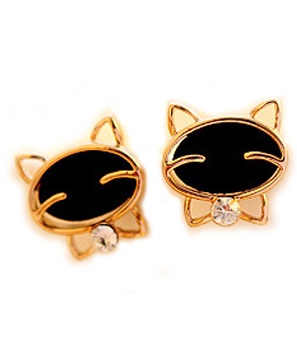 Crystal and epoxy cat earring