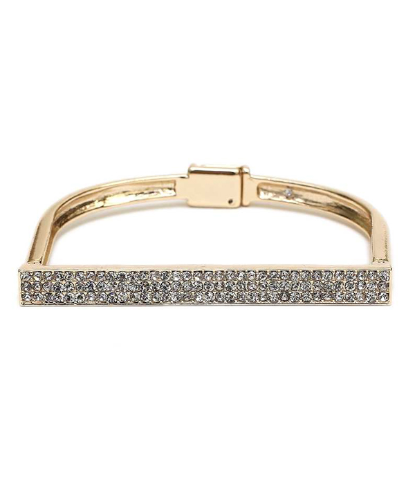 Crystal pave simple bar bangle bracelet