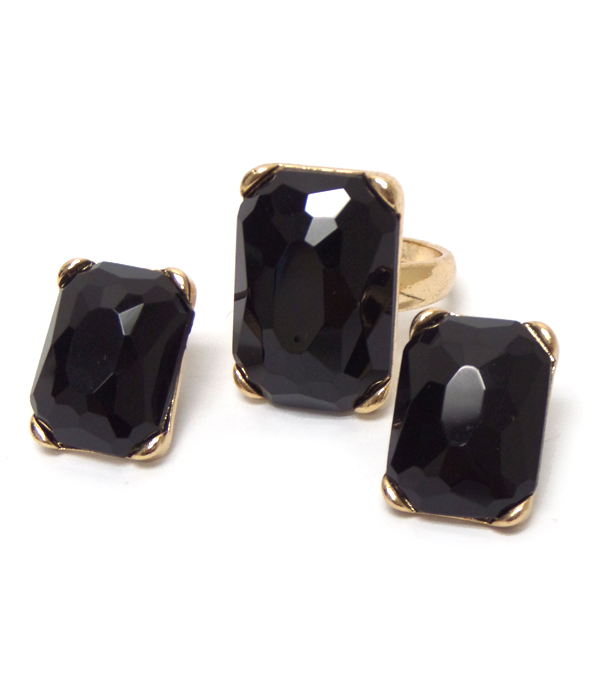 Stone ring with earrings set