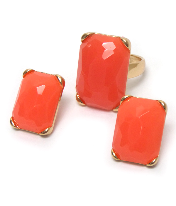 Stone ring with earrings set 