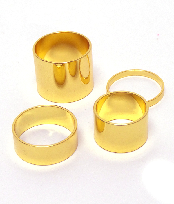 Set of4 bold metal half rings