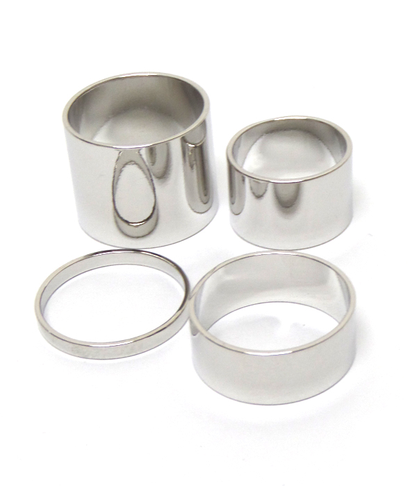 Set of4 bold metal half rings