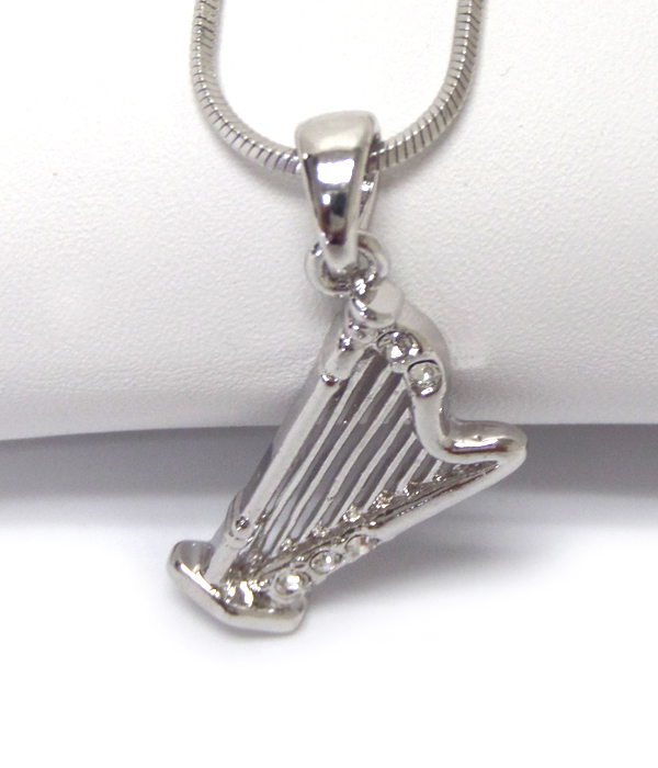 Made in korea whitegold plating crystal harp pendant necklace