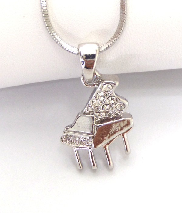 Made in korea whitegold plating crystal piano pendant necklace
