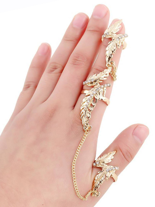 Crystal stud metal slave ring set