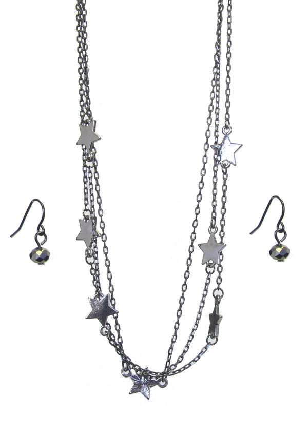 TRIPLE LAYER STAR NECKLACE SET