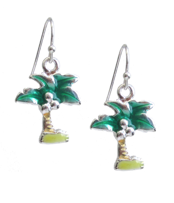 TROPICAL THEME EPOXY EARRING - PALM TREE