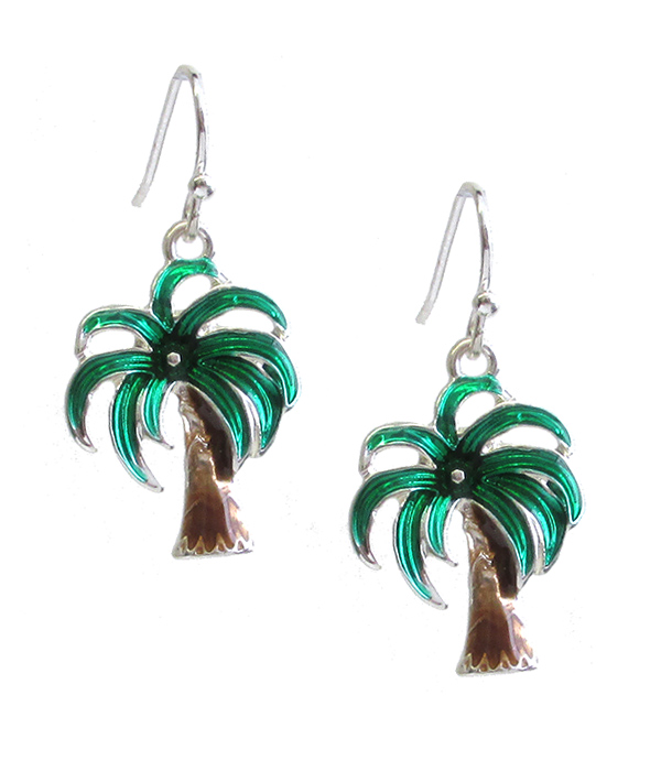 TROPICAL THEME EPOXY EARRING - PALM TREE