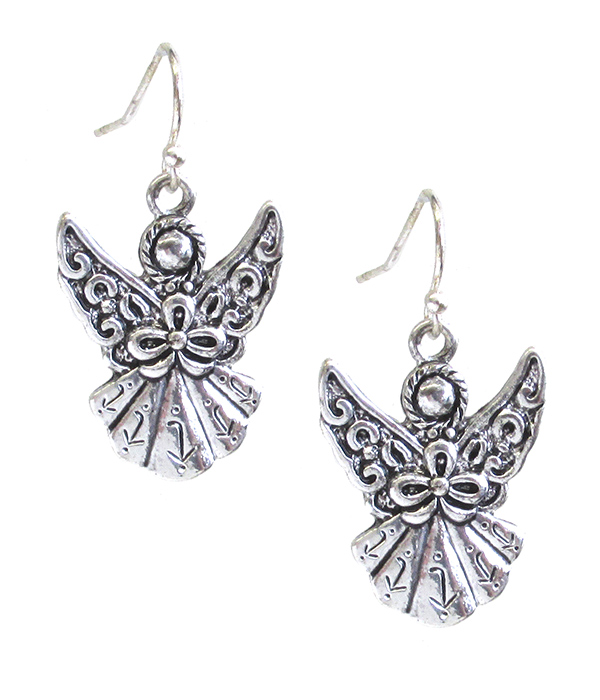 TEXTURED GUARDIAN ANGEL EARRING