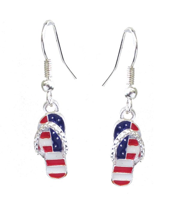 PATRIOTIC AMERICAN FLAG FLIPFLOP EARRING