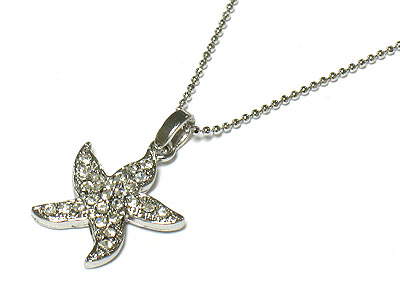 Made in korea whitegold plating crystal starfish necklace
