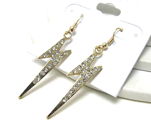 Crystal metal lightning bolt basketball wives inspired  drop earrings