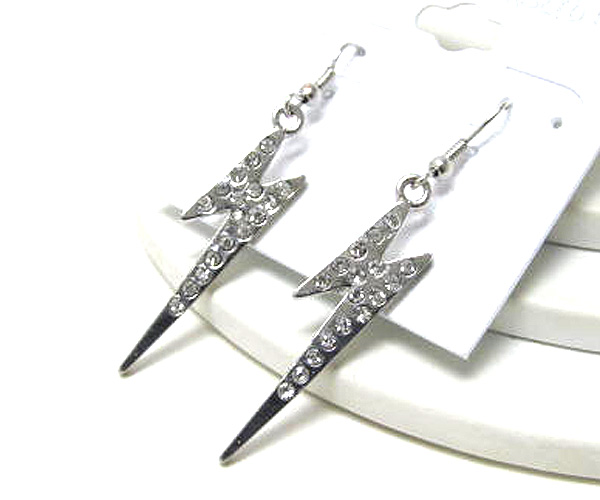 Crystal metal lightning bolt basketball wives inspired  drop earrings