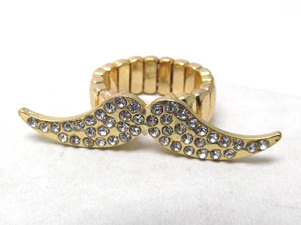 Crystal deco mustache stretch ring