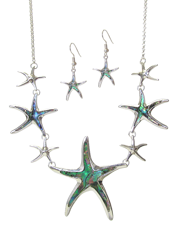 Abalone multi starfish link necklace set