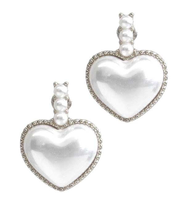 HEART PEARL DROP EARRING